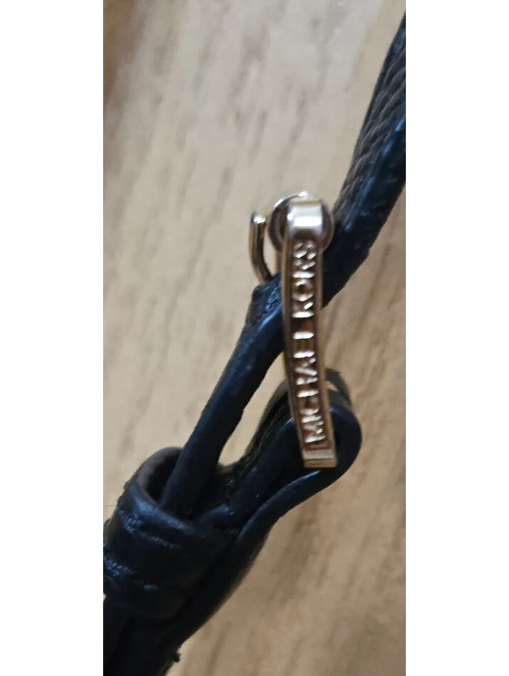 Michael Kors Black Leather Crossbody Bag with Gold Logo and Adjustable Strap